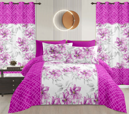 Sublime 8 Pcs Bed Sheet Set with Bonus Curtains — Case of 12 (Assorted Colors)