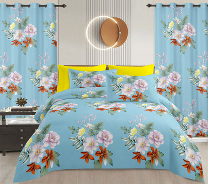 Sublime 8 Pcs Bed Sheet Set with Bonus Curtains — Case of 12 (Assorted Colors)