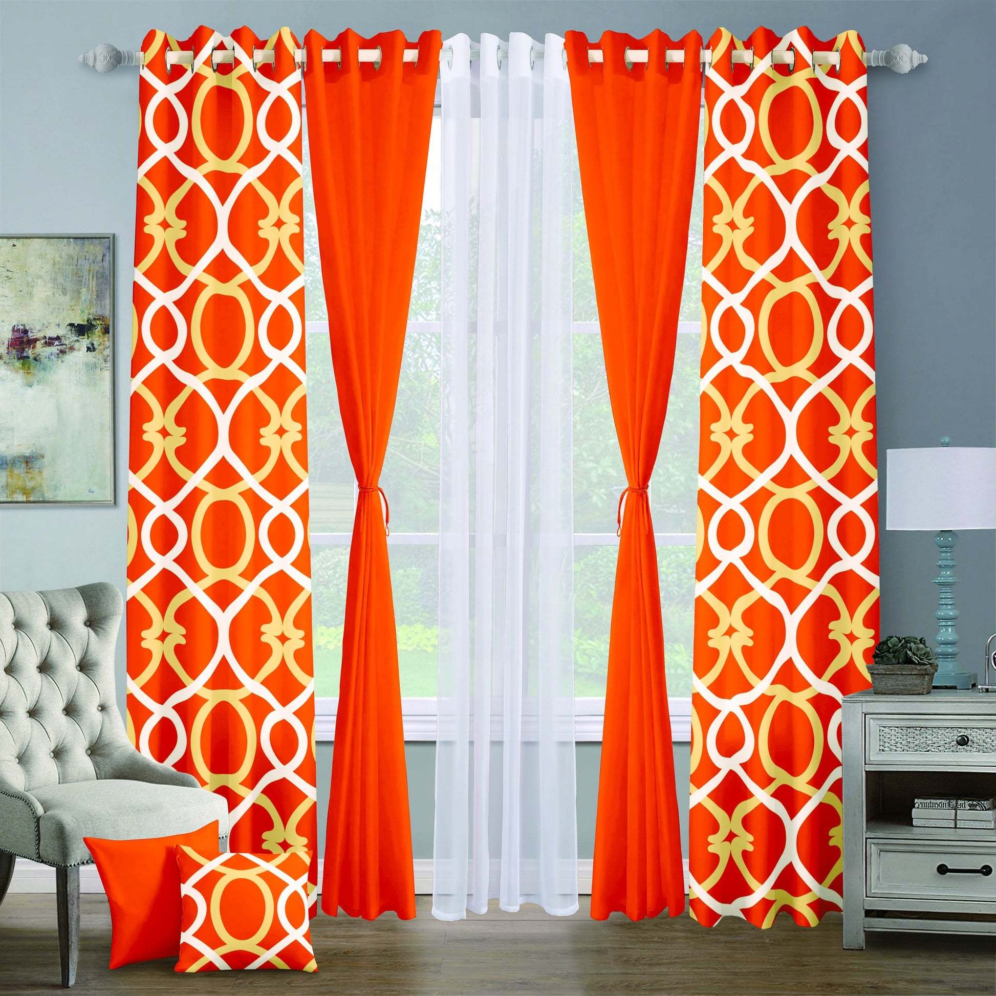 9pcs Grand Diva Window Curtains Set
