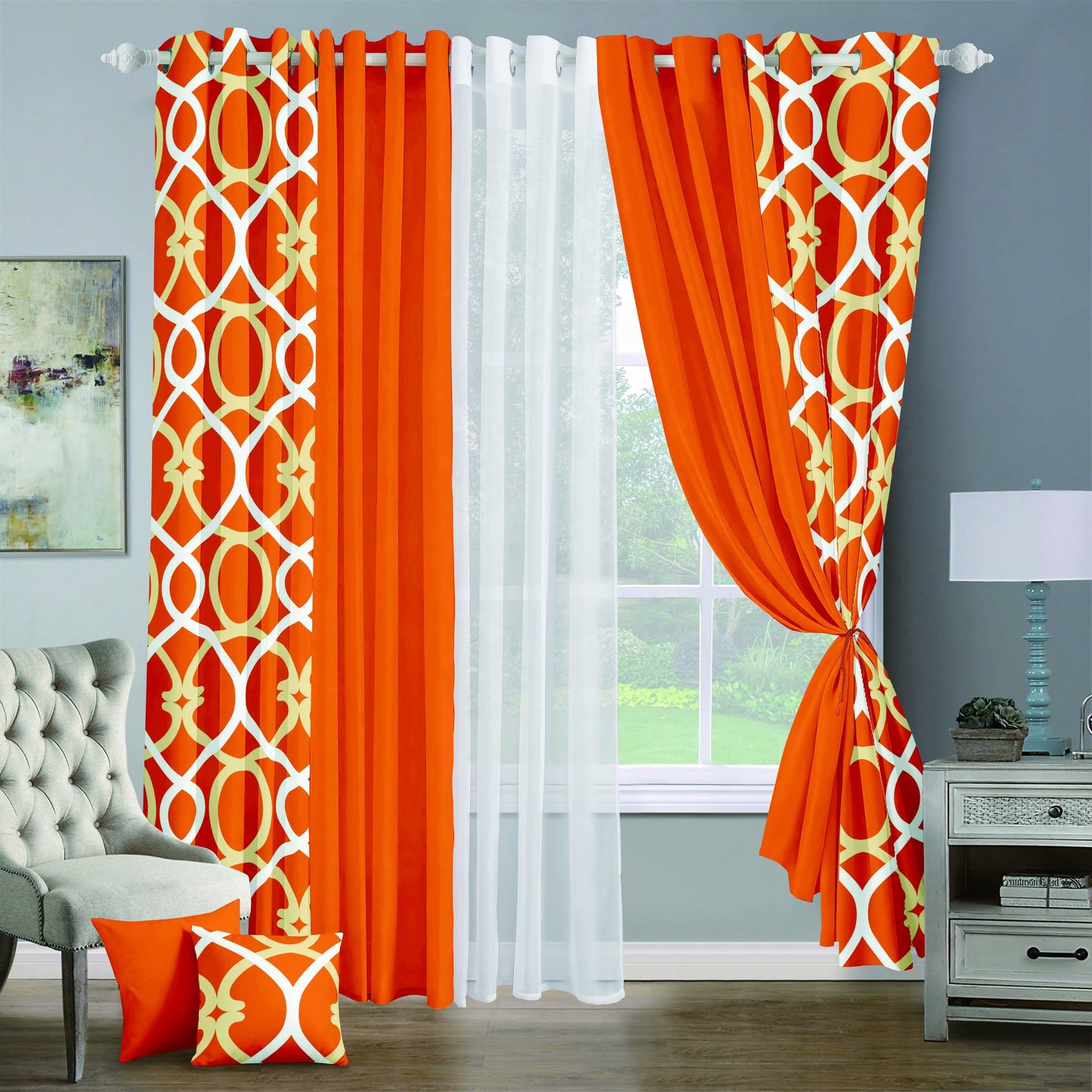 9pcs Grand Diva Window Curtains Set
