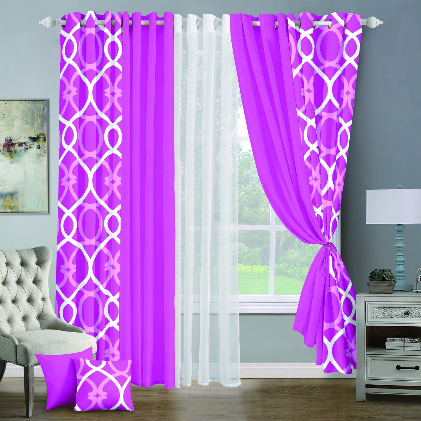 9pcs Grand Diva Window Curtains Set
