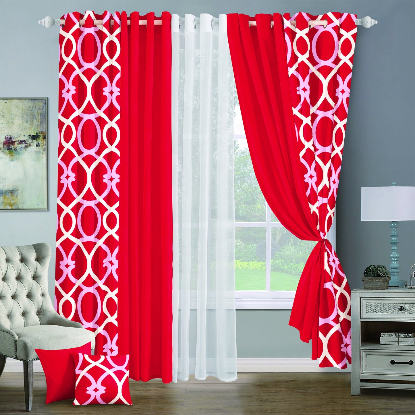 9pcs Grand Diva Window Curtains Set