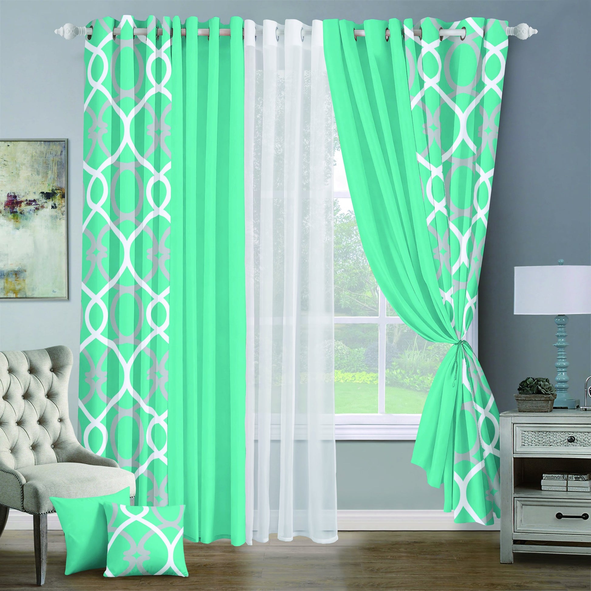 9pcs Grand Diva Window Curtains Set