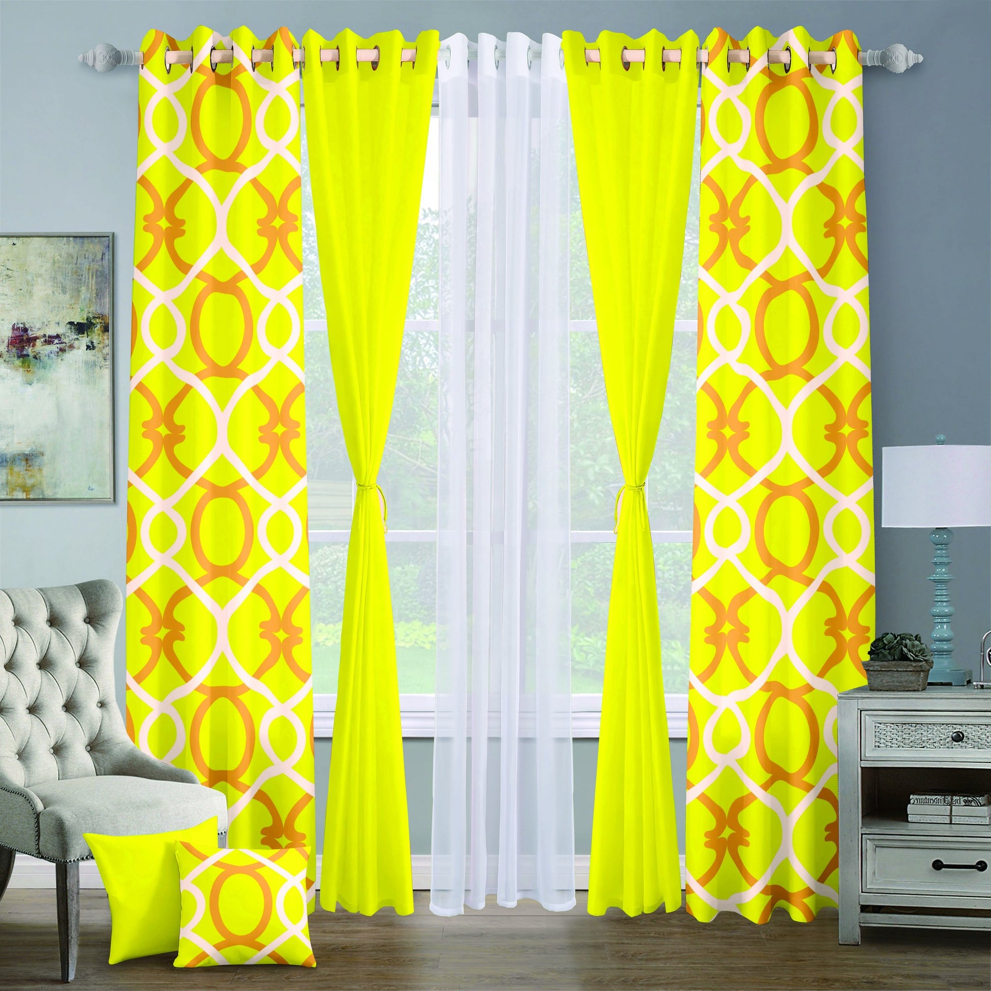 9pcs Grand Diva Window Curtains Set