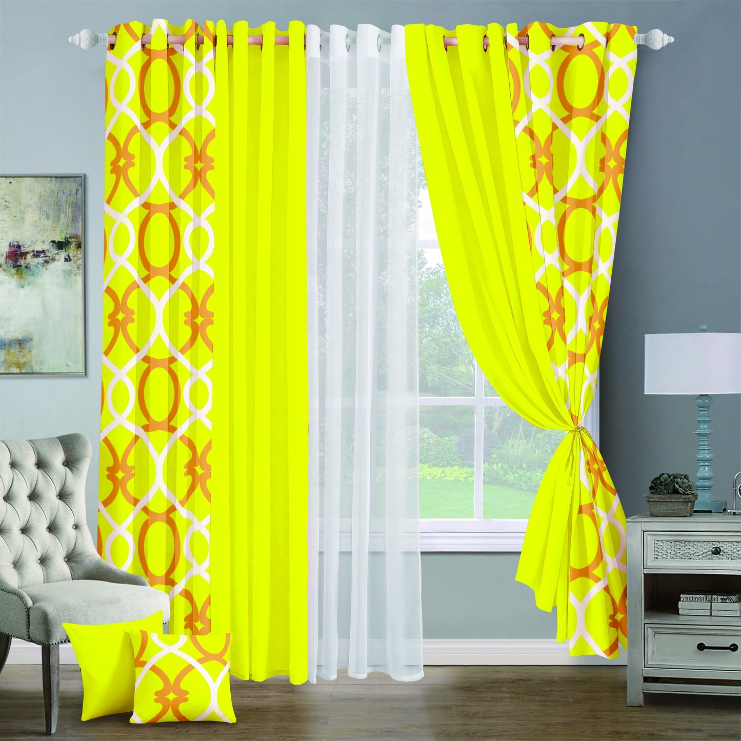 9pcs Grand Diva Window Curtains Set