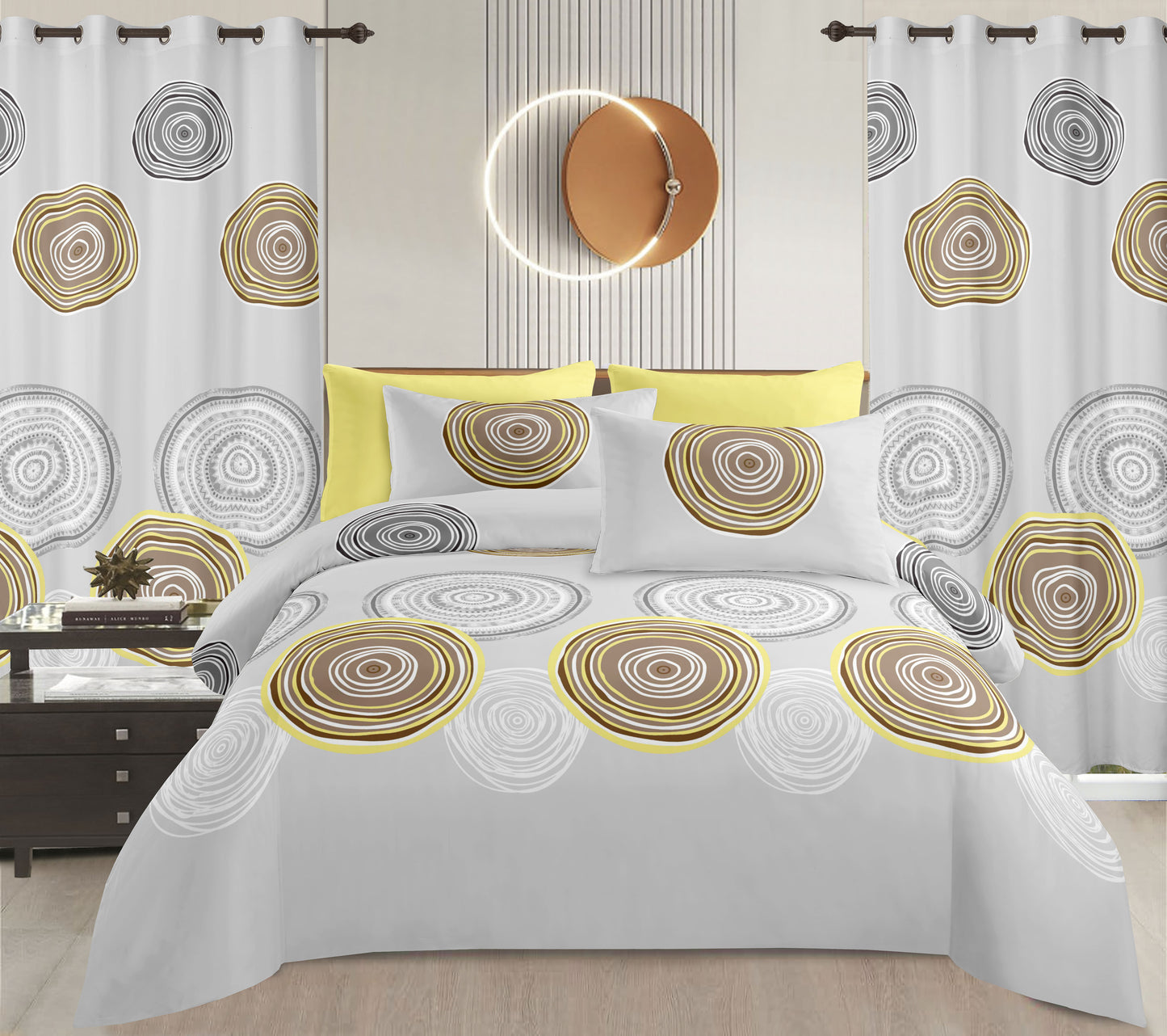 Sublime 10 Pcs Bed Sheet Set With Bonus Pair Of Curtains