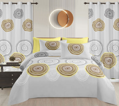 Sublime 10 Pcs Bed Sheet Set With Bonus Pair Of Curtains