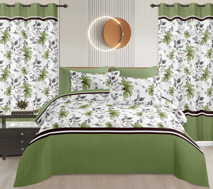 Sublime 10 Pcs Bed Sheet Set With Bonus Pair Of Curtains