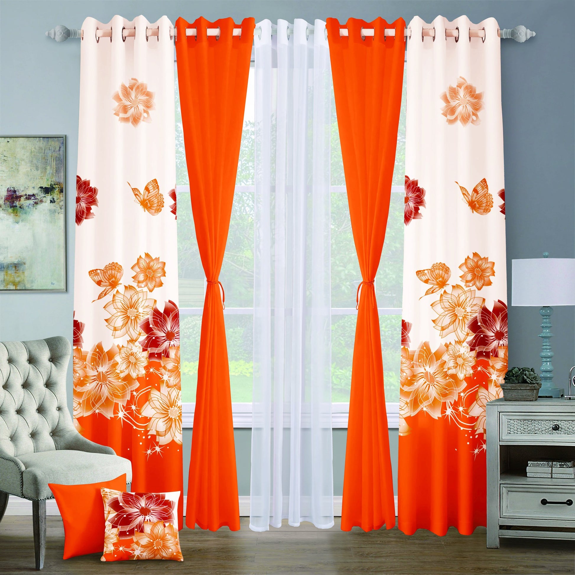 9pcs Grand Diva Window Curtains Set