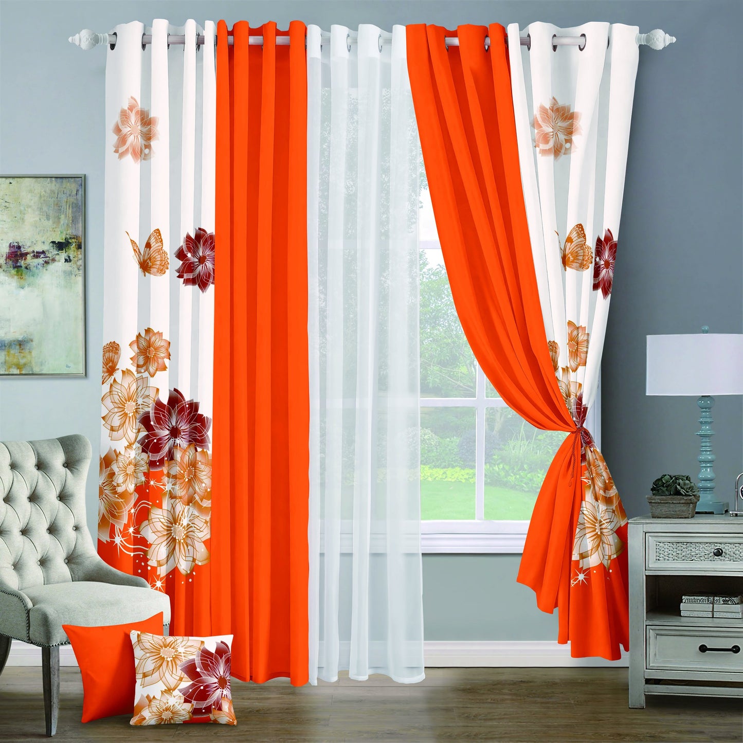 9pcs Grand Diva Window Curtains Set