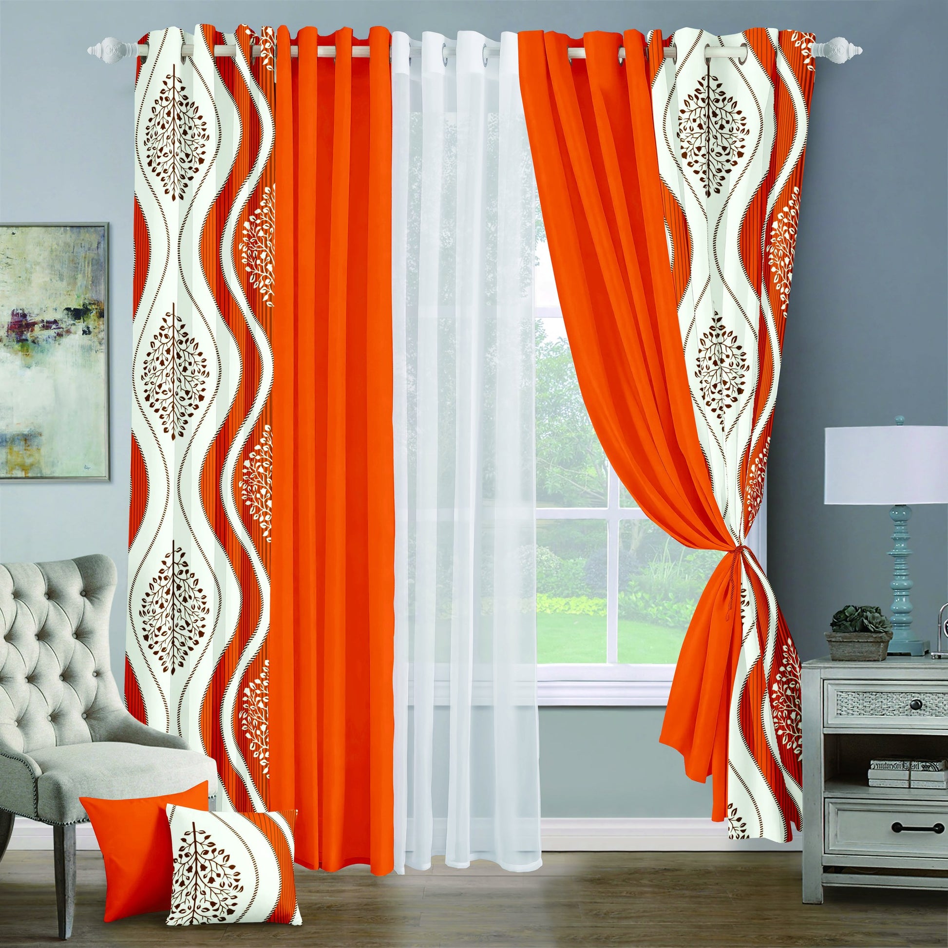 9pcs Grand Diva Window Curtains Set