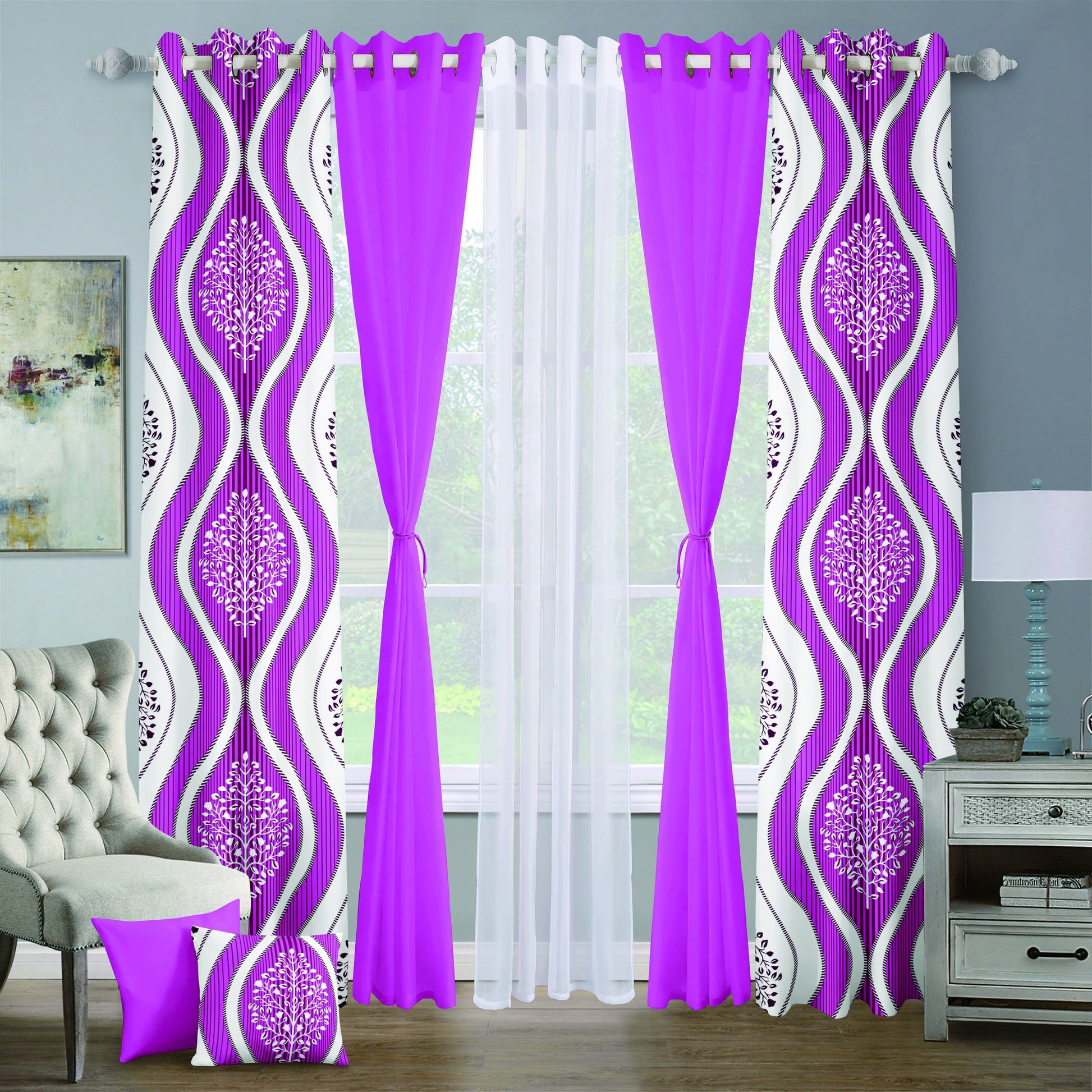 9pcs Grand Diva Window Curtains Set