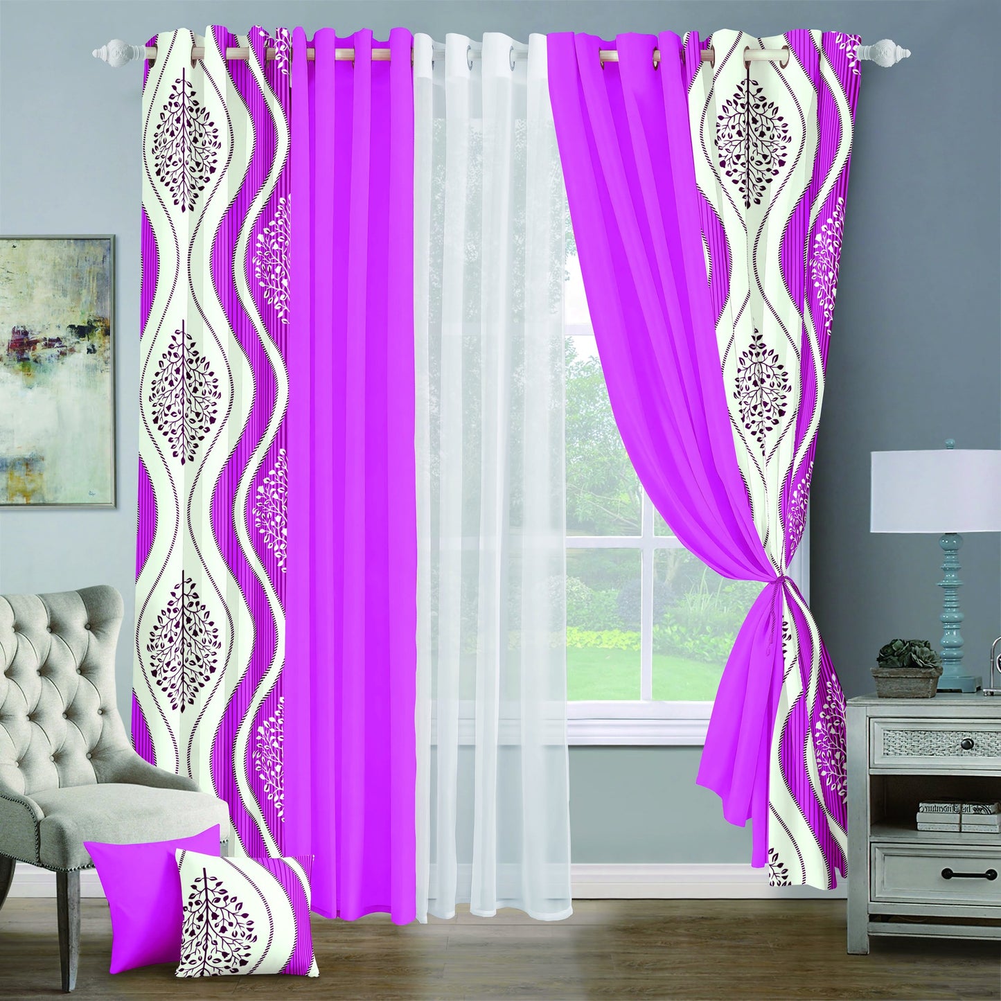 9pcs Grand Diva Window Curtains Set