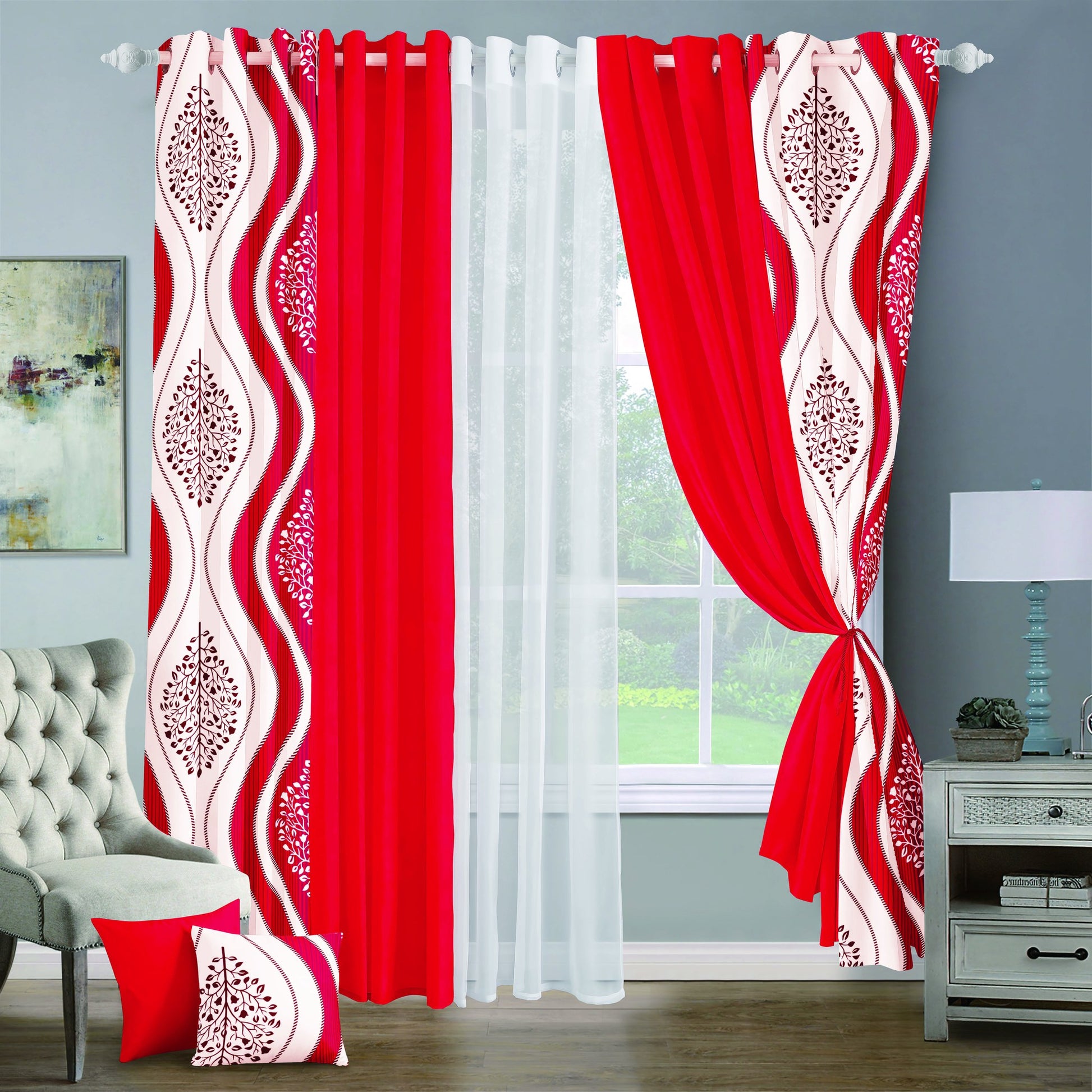 9pcs Grand Diva Window Curtains Set
