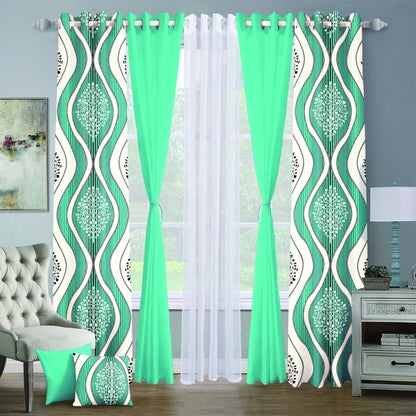 9pcs Grand Diva Window Curtains Set