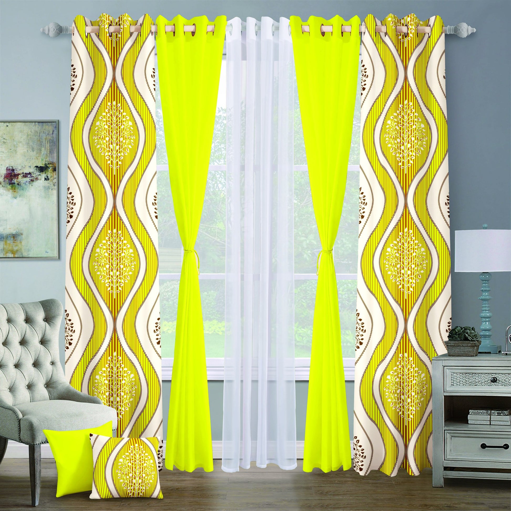 9pcs Grand Diva Window Curtains Set