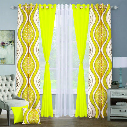 9pcs Grand Diva Window Curtains Set