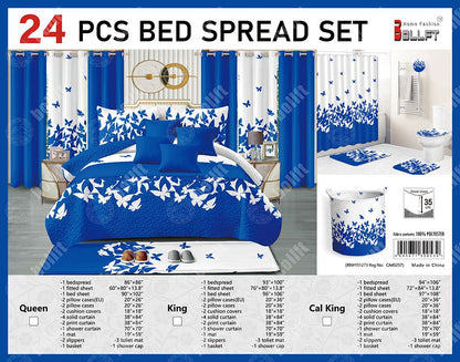 24-Piece Home Décor Set – Bedspread, Curtains & Bath Accessories