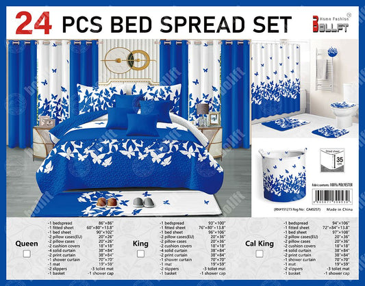 24-Piece Home Décor Set – Bedspread, Curtains & Bath Accessories