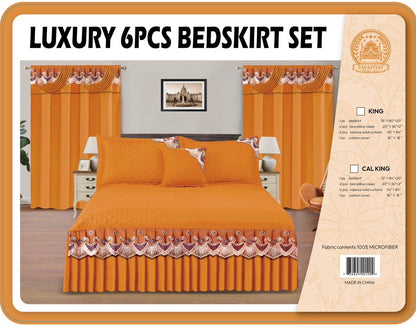 6PC Bedskirt Set With Matching Curtains ( Tou Lumen)
