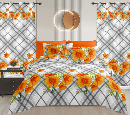 Sublime 8 Pcs Bed Sheet Set with Bonus Curtains — Case of 12 (Assorted Colors)