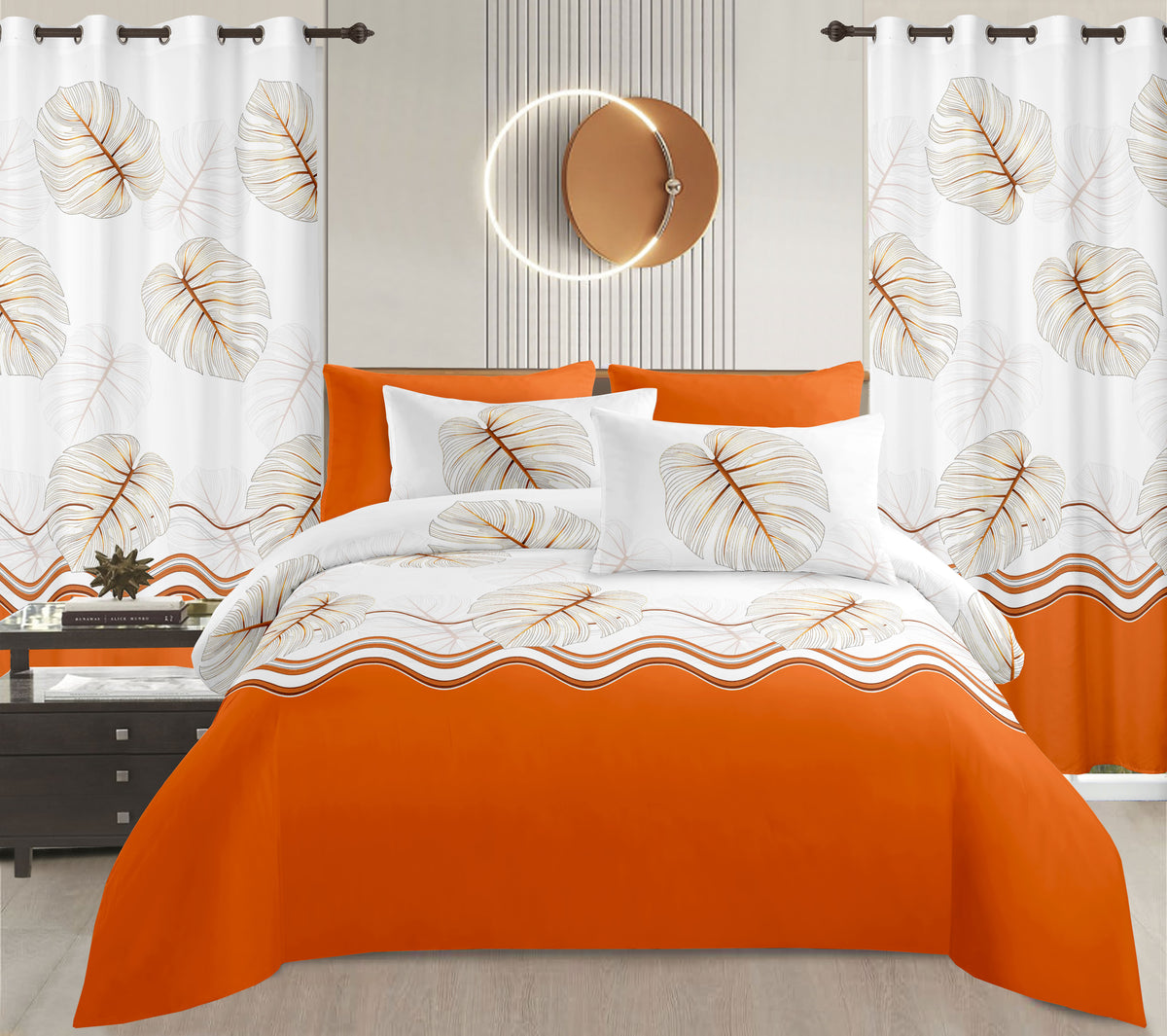 Sublime 8 Pcs Bed Sheet Set with Bonus Curtains — Case of 12 (Assorted Colors)