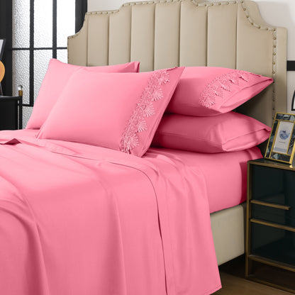 Elegant Comfort Lace 6Pcs  Sheet Set