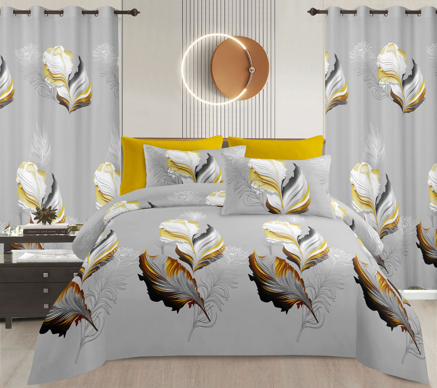 Sublime 10 Pcs Bed Sheet Set With Bonus Pair Of Curtains