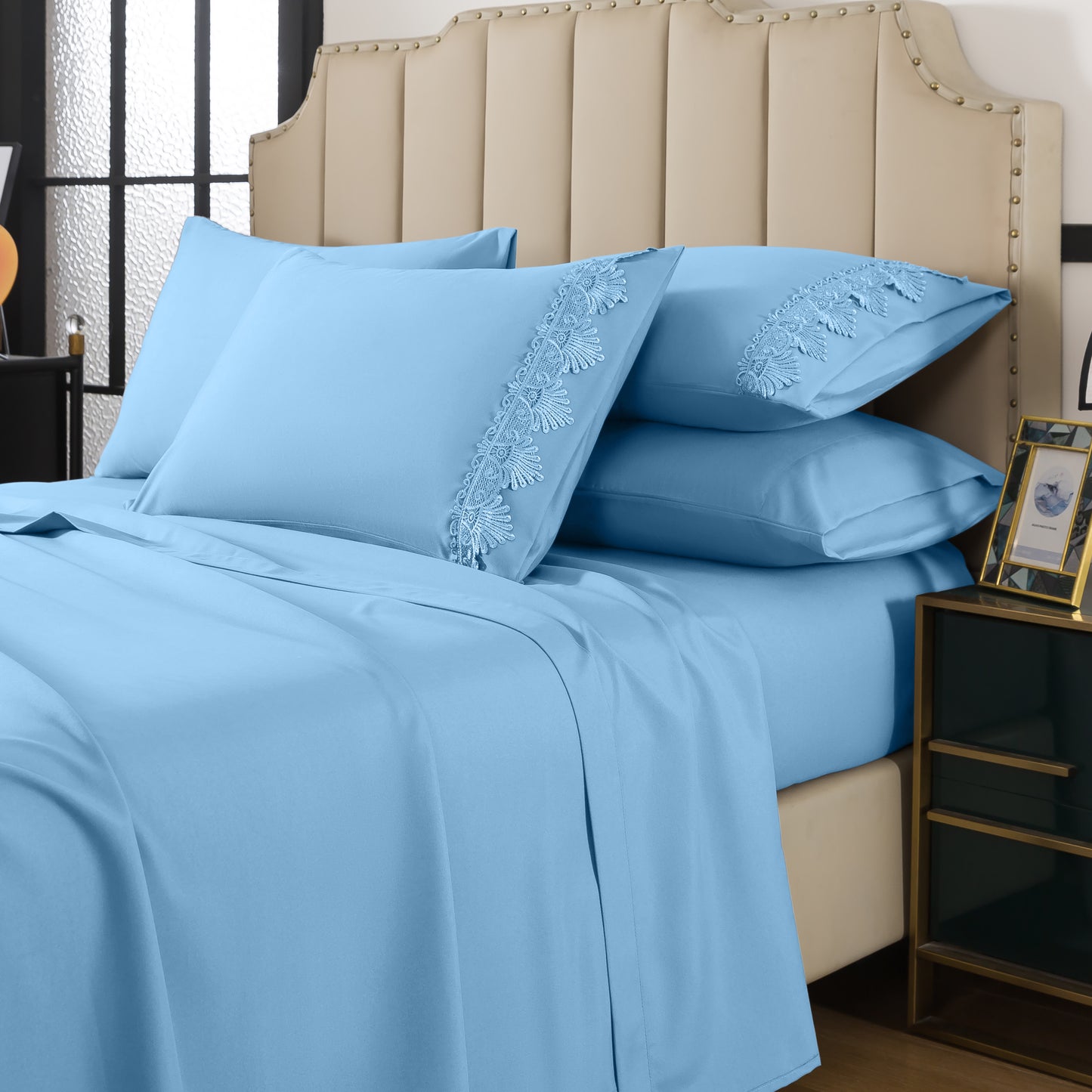 Elegant Comfort Lace 6Pcs  Sheet Set