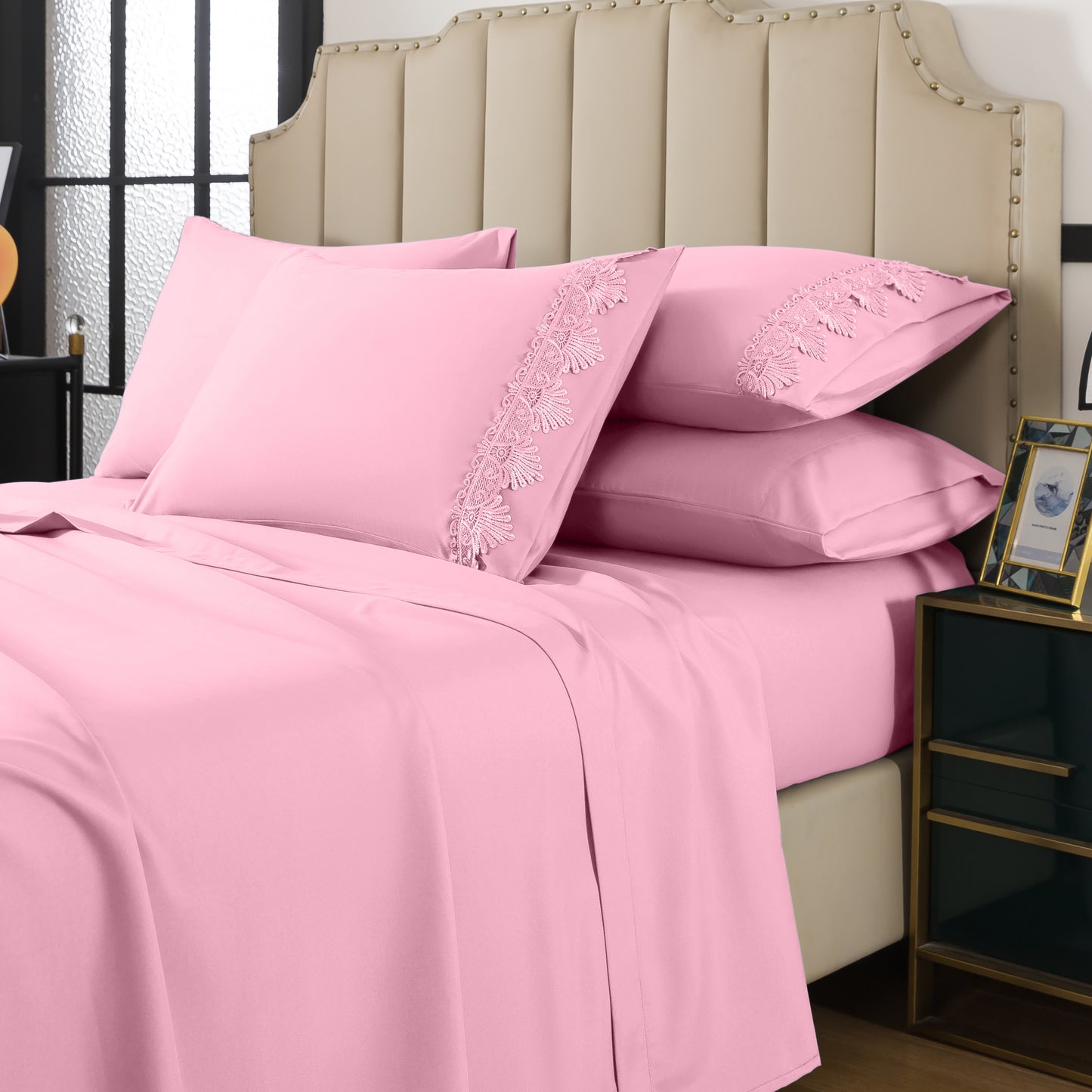 Elegant Comfort Lace 6Pcs  Sheet Set