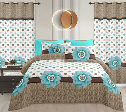 Sublime 8 Pcs Bed Sheet Set with Bonus Curtains — Case of 12 (Assorted Colors)
