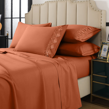Elegant Comfort Lace 6Pcs  Sheet Set