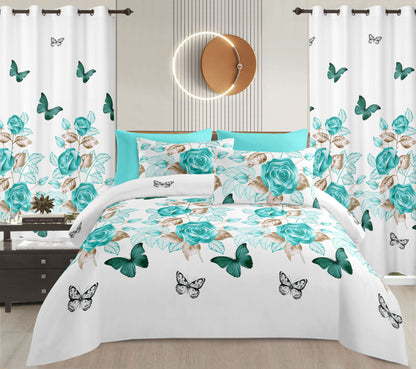 Sublime 8 Pcs Bed Sheet Set with Bonus Curtains — Case of 12 (Assorted Colors)