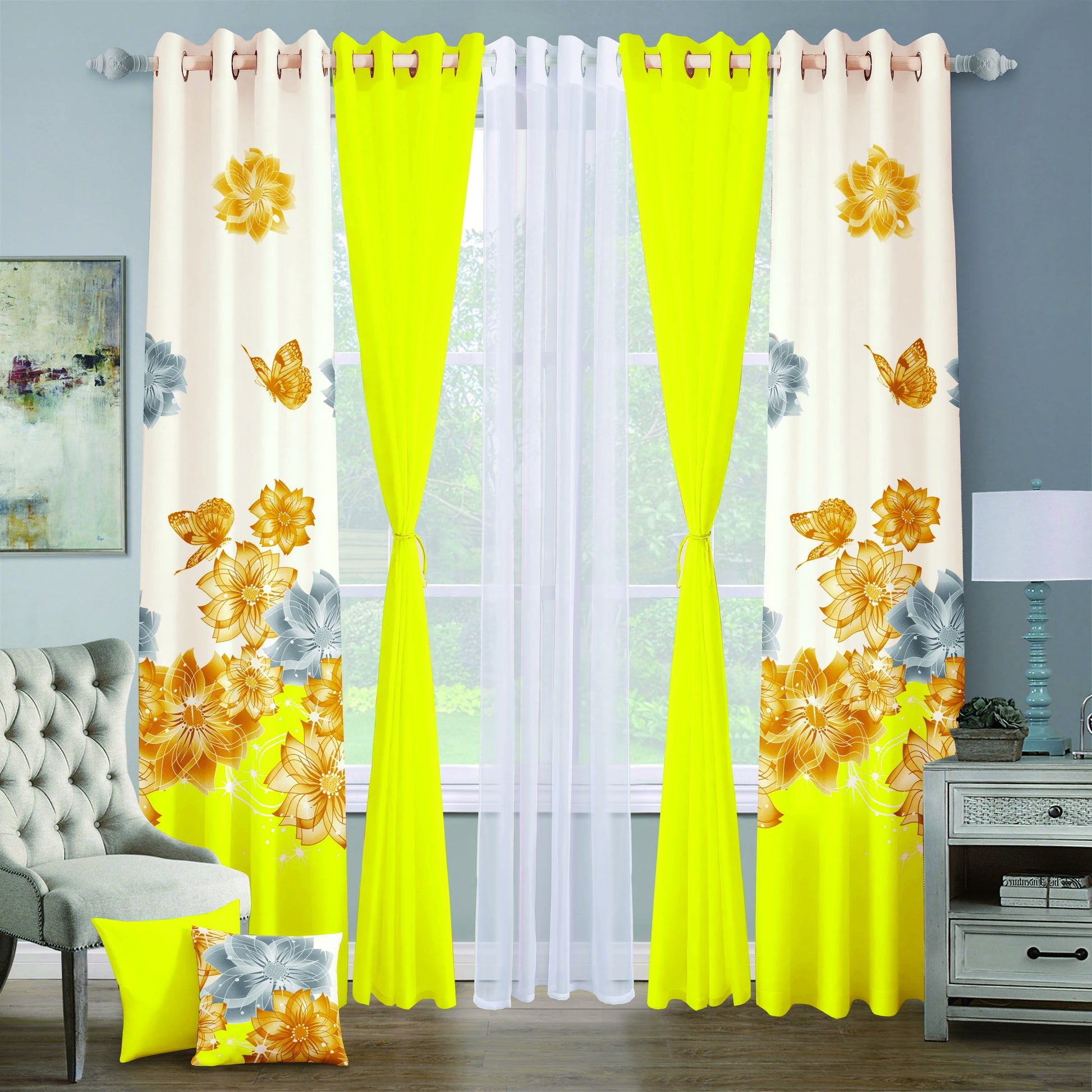 9pcs Grand Diva Window Curtains Set
