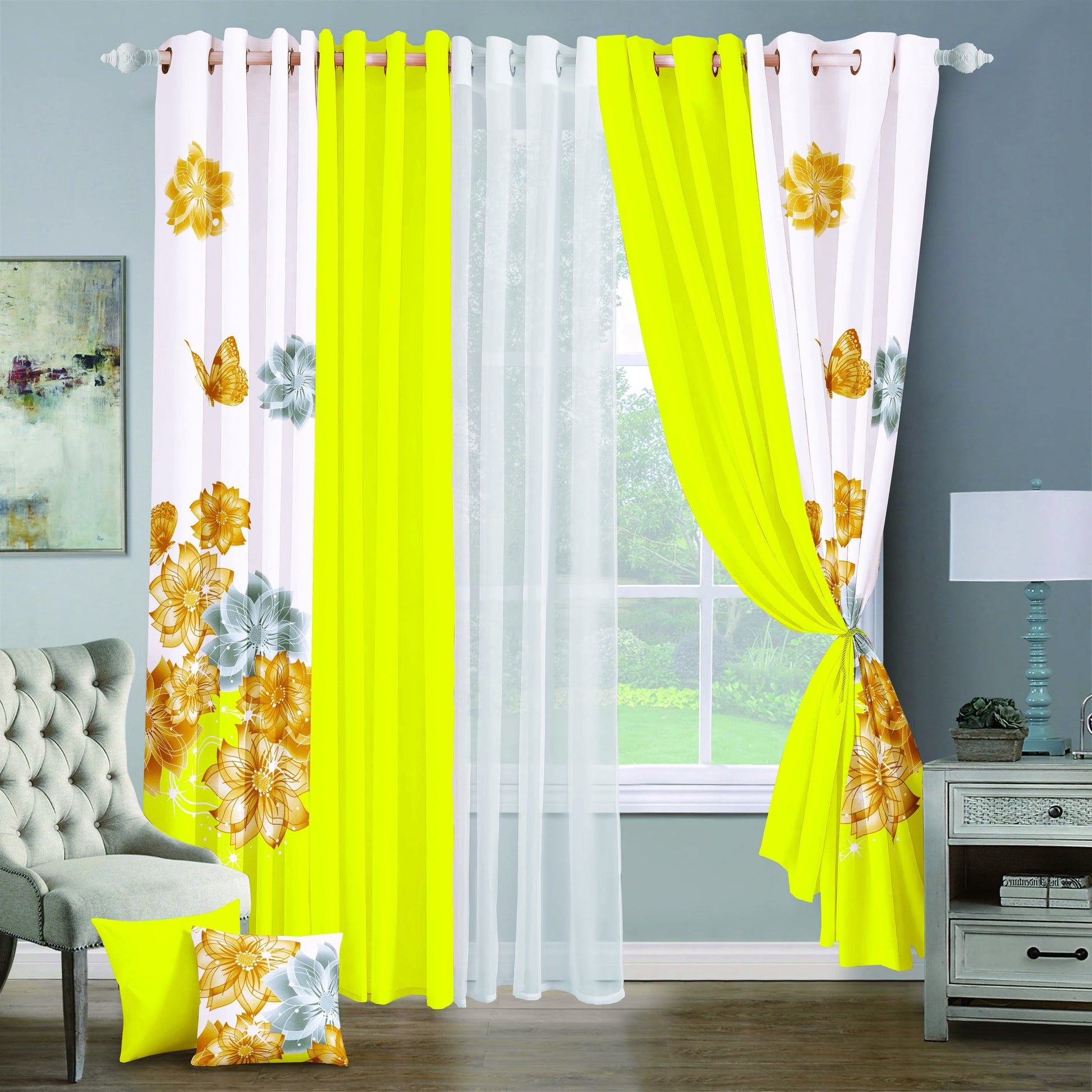 9pcs Grand Diva Window Curtains Set