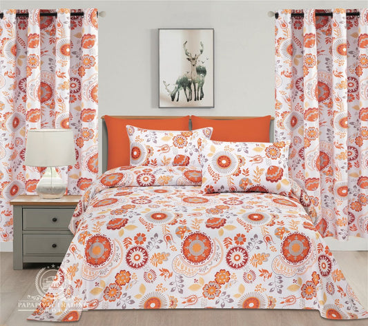 Sublime 8 Pcs Bed Sheet Set With Bonus Pair Of Curtains