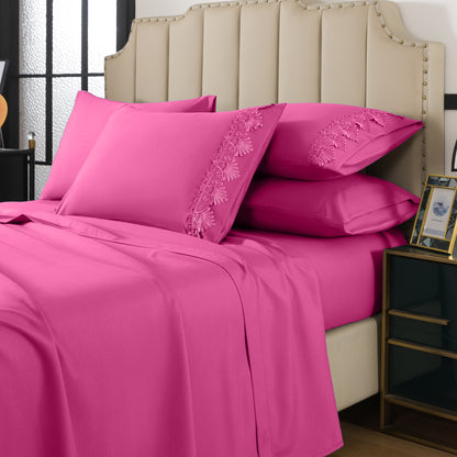 Elegant Comfort Lace 6Pcs  Sheet Set