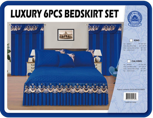 6PC Bedskirt Set With Matching Curtains ( Tou Lumen)