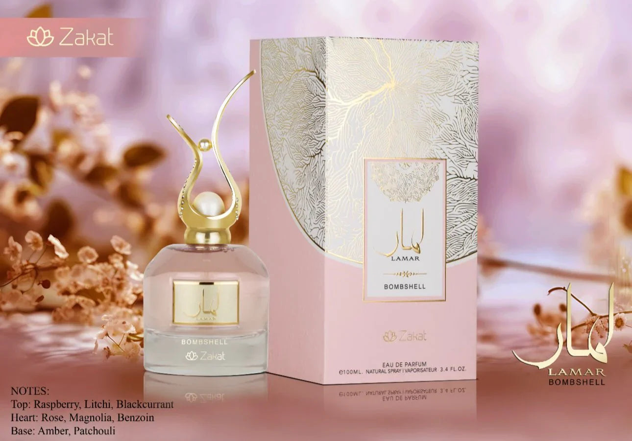 Zakat Lamar Bombshell 100ml eau de parfum bottle