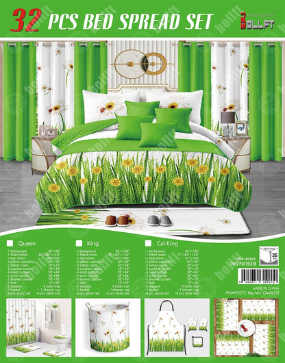 24-Piece Home Décor Set – Bedspread, Curtains & Bath Accessories