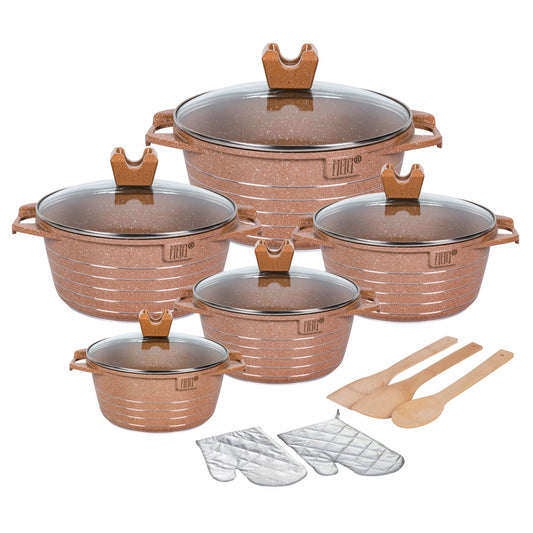 15Pc Non-Stick Ceramic Coated Pot Set