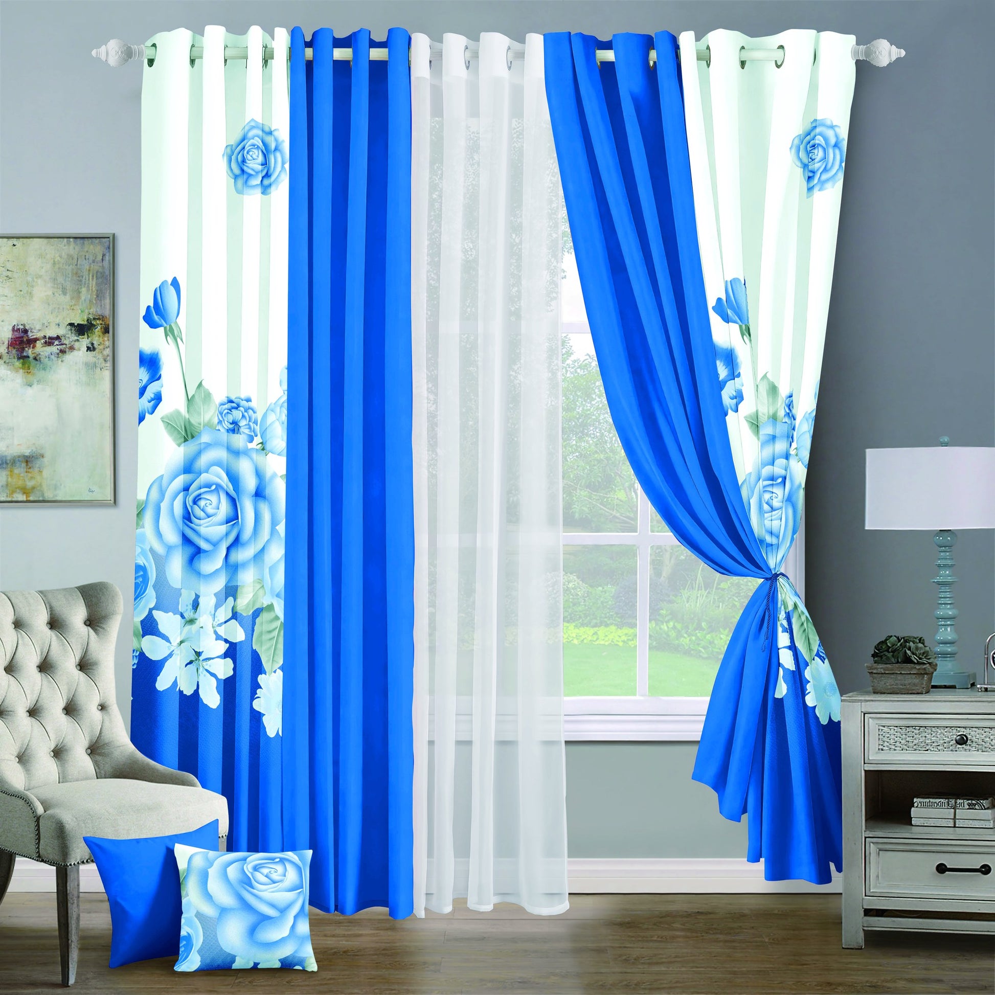 9pcs Grand Diva Window Curtains Set