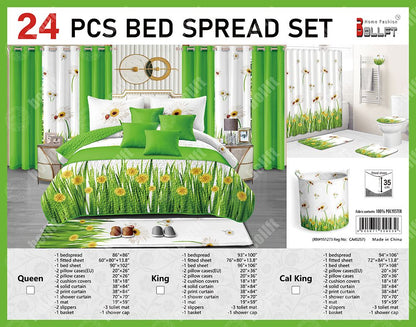24-Piece Home Décor Set – Bedspread, Curtains & Bath Accessories