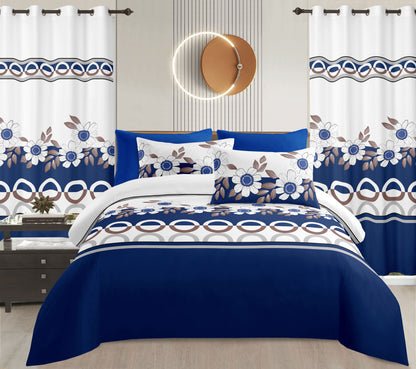 Sublime 8 Pcs Bed Sheet Set with Bonus Curtains — Case of 12 (Assorted Colors)