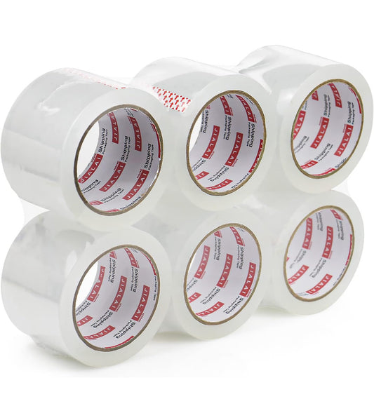 Industrial Grade Clear and Brown Packing Tape 6  Rolls - 110 Yards per Roll - 3" Wide x 2.0 mil Thick, Acrylic Adhesive Heavy Duty Tape for Box Office Moving Packaging Shipping