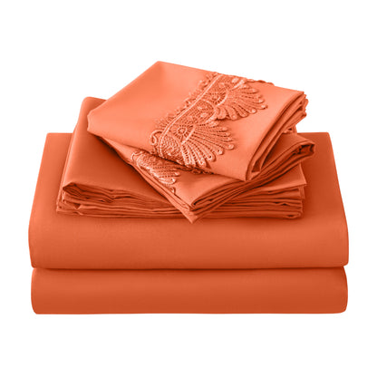 Elegant Comfort Lace 6Pcs  Sheet Set