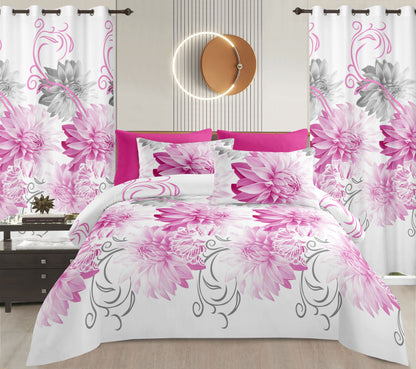 Sublime 10 Pcs Bed Sheet Set With Bonus Pair Of Curtains