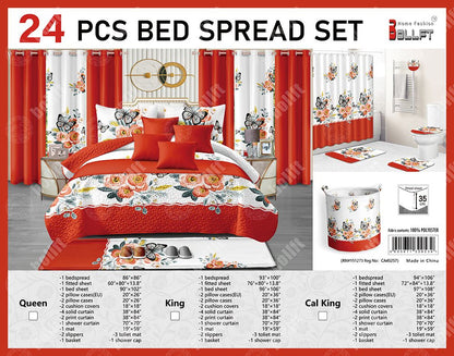 24-Piece Home Décor Set – Bedspread, Curtains & Bath Accessories