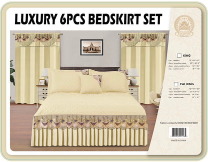 6PC Bedskirt Set With Matching Curtains ( Tou Lumen)