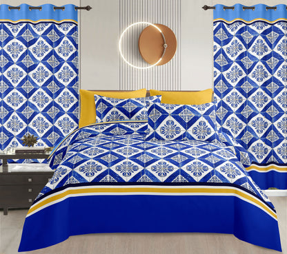 Sublime 10 Pcs Bed Sheet Set With Bonus Pair Of Curtains